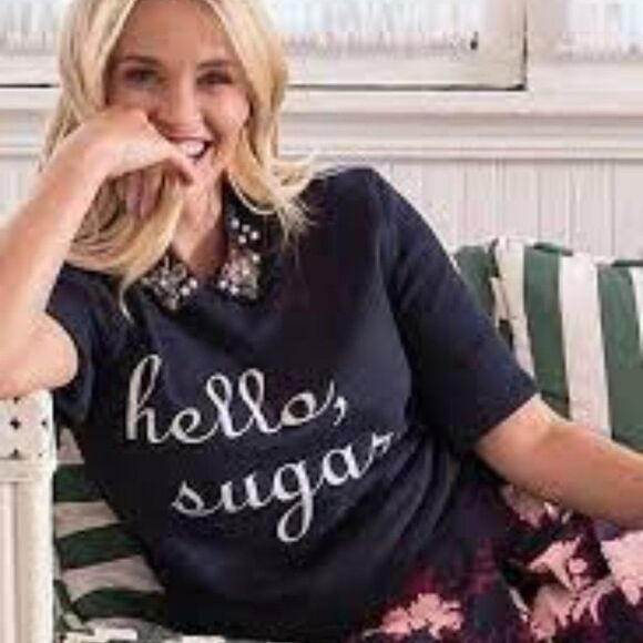 Draper James Blouse Hello Sugar Short Sleeve Sweater X-Small Reese Witherspoon - Picture 2 of 9